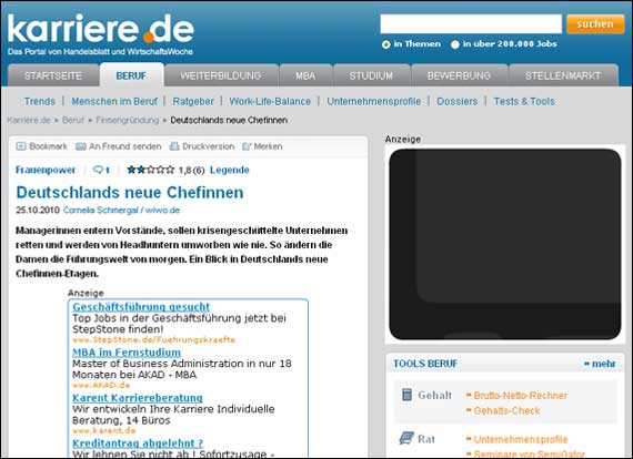 Screenshot karriere, Deutschlands neue Chefinnen