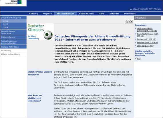 Screenshot allianz-umweltstiftung.de