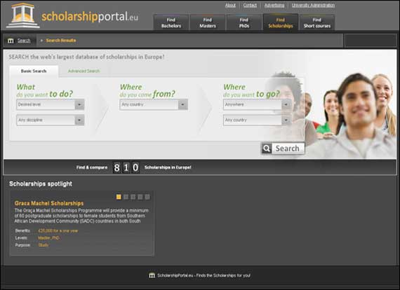 Screenshot scholarshipportal.eu