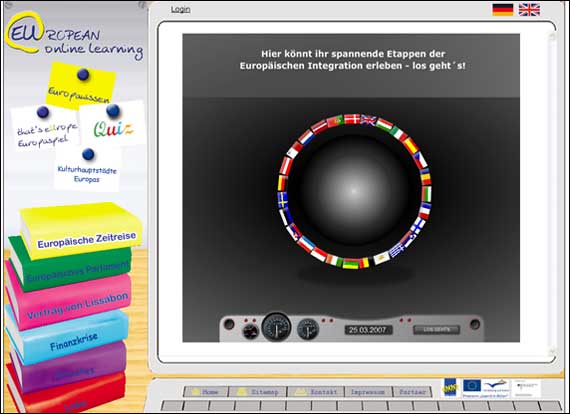 Screenshot european-online-learning, Schulklassen der Jugendgruppen