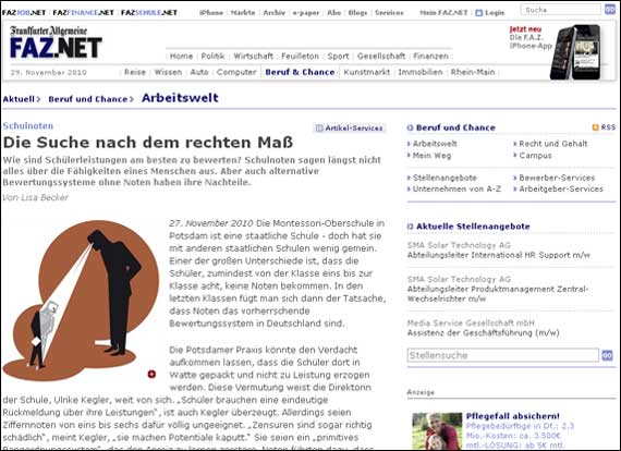 Screenshot webspaceconfig, Die Suche nach dem rechten Maß