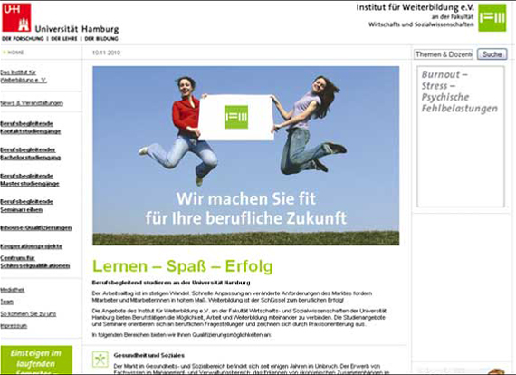 Screenshot, wiso.uni-hamburg.de, Lernen – Spaß – Erfolg