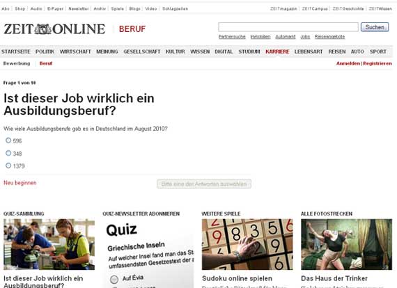 Screenshot zeit.de, Ausbildungsberuf
