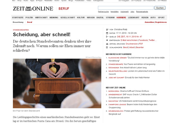 Screenshot Zeit Standesbeamter