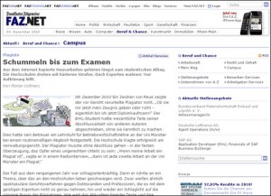 Screenshot faz, Schummeln bis zum Examen