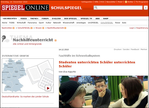 Screenshoot spiegel, Studenten unterrichten Schüler unterrichten Schüler