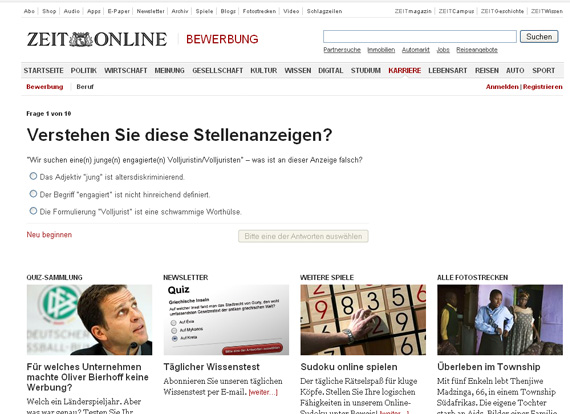 Screenshot Zeit Quiz