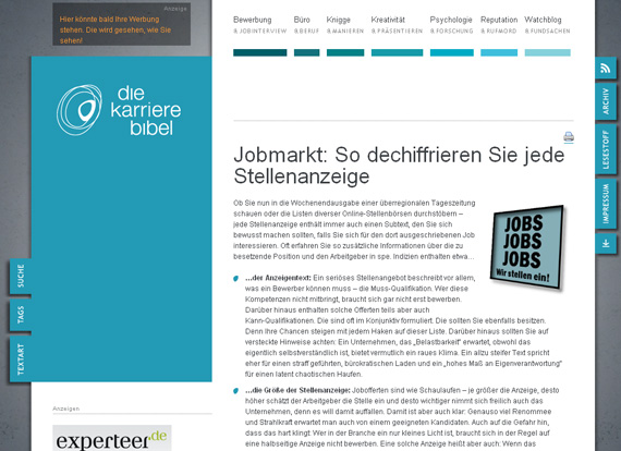 Screenshot Karrierebibel Stellenanzeige