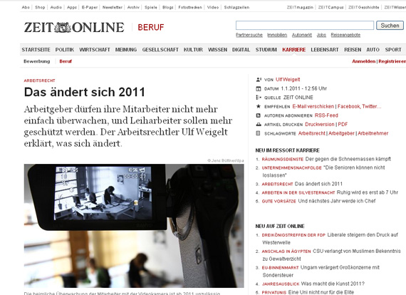 Zeit: Was sich 2011 ändert, Arbeitsrecht